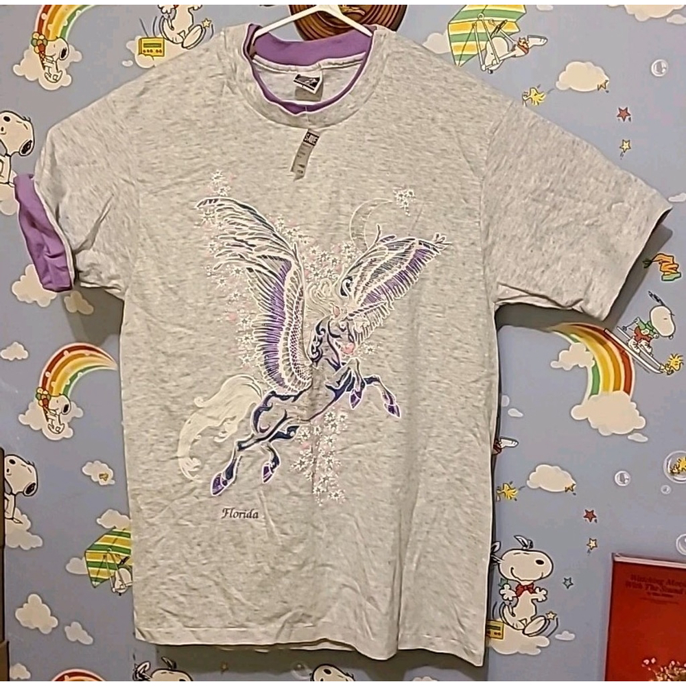Vintage LA Sportswear Made In USA Single Stitch Dual Layer Shirt Unicorn Florida